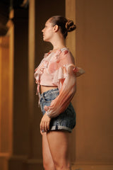 The Ruffele Trim Sweetheart Blouse