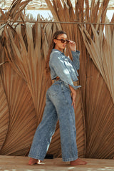 Icon status cropped denim corset jacket