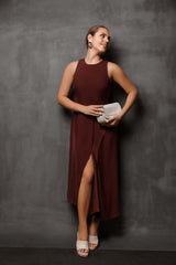 Meridian Slit High Neck Dress