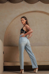 Denim straight leg jean