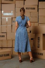 Classic Button-Down Belted Midi Dress