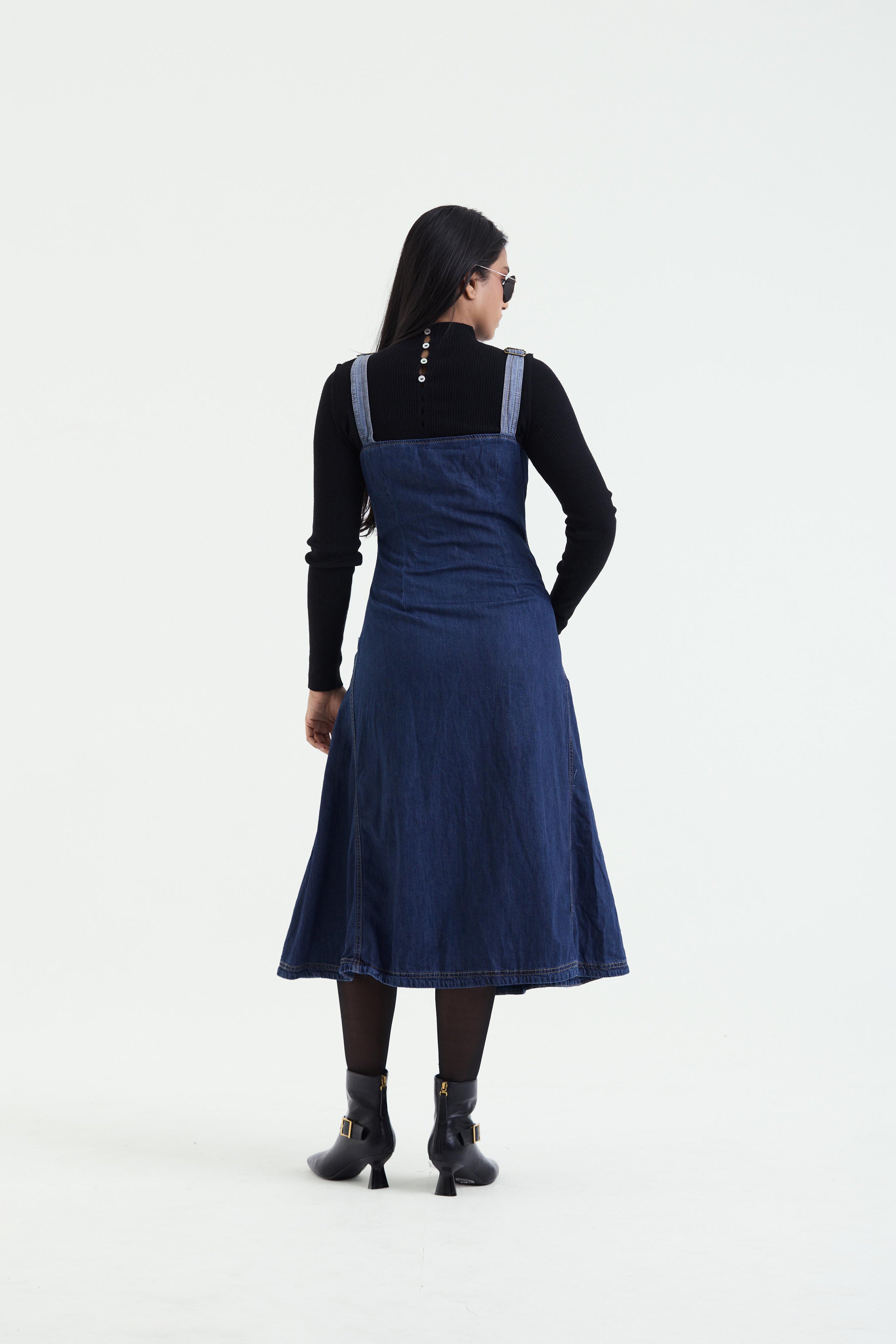 adelaide zip denim midi dress Pilcro Sleeveless Zip-Front Denim Midi Dress