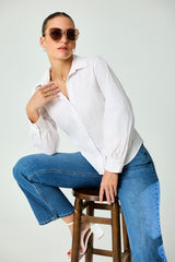 Vintage Flower Embroidery Stripe Work Wear Shirt