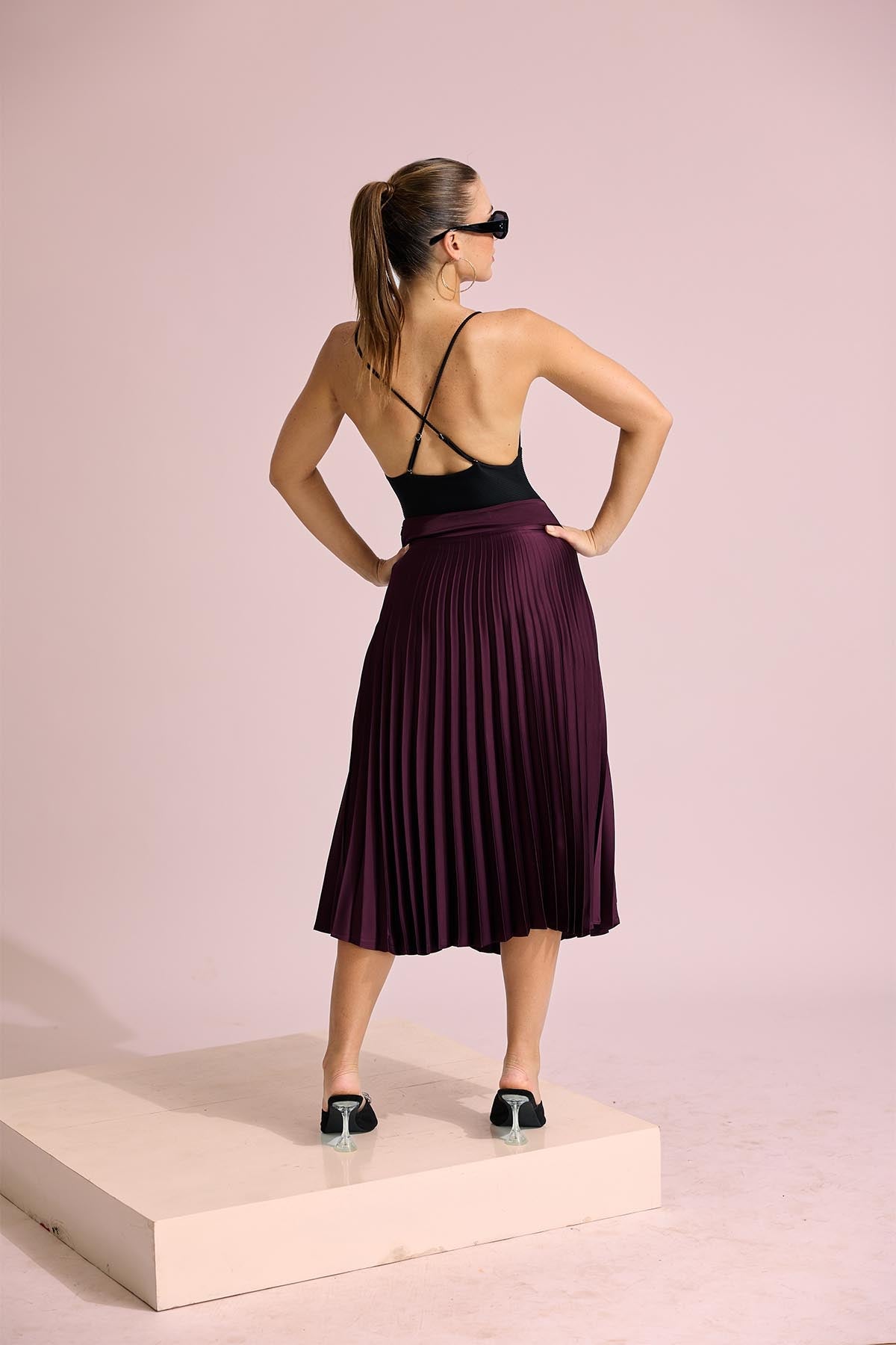Aria Pleated Midi Skirt