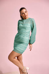 Aqua Bloom Mini Dress