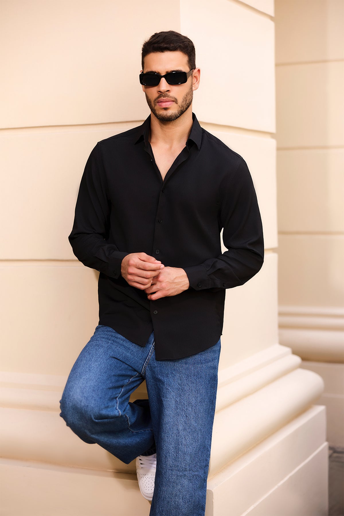 Midnight Wave Textured Shirt