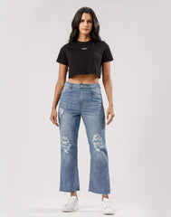 RIPPED WIDE LEG JEAN