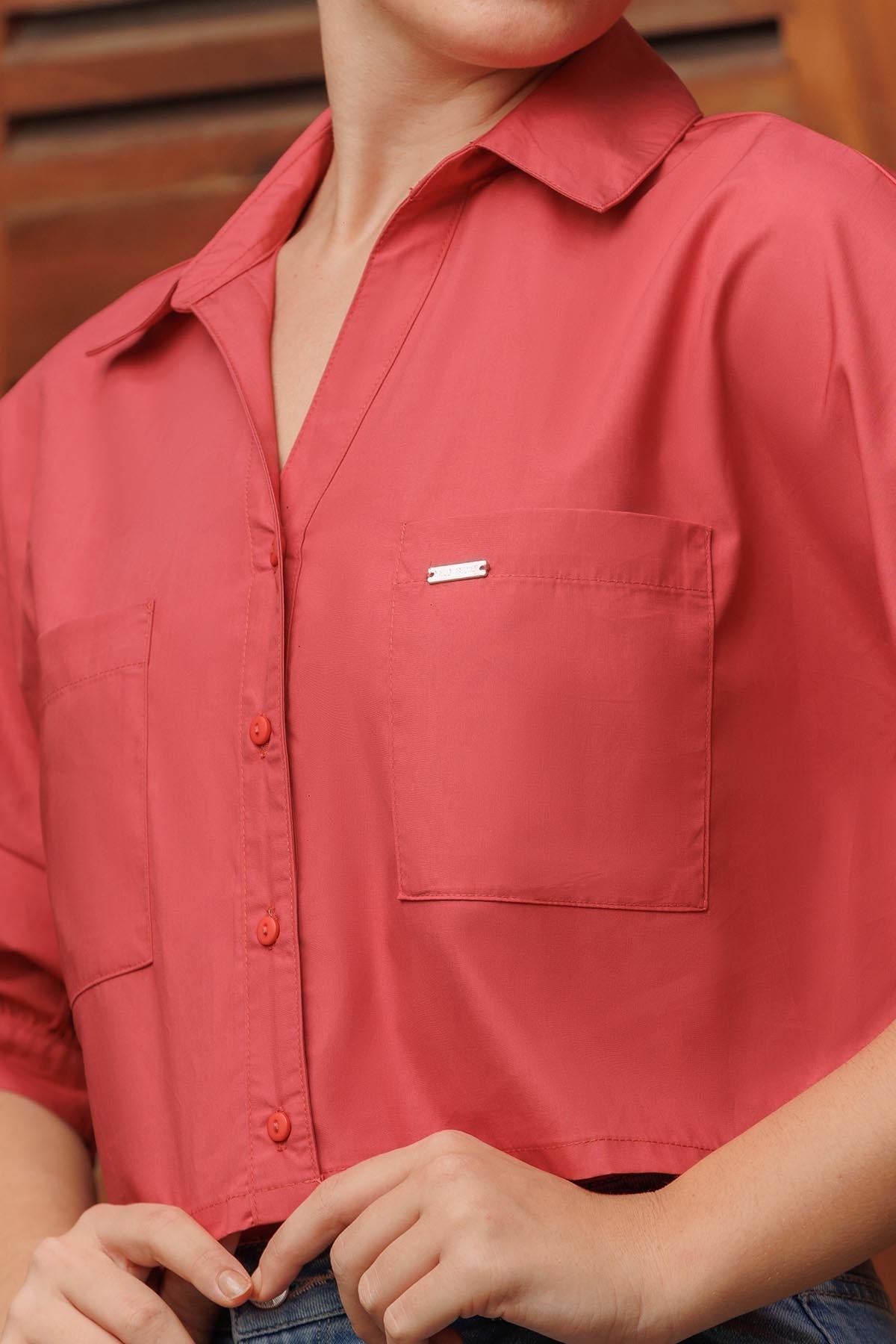 Kaylee Button Down Crop Top