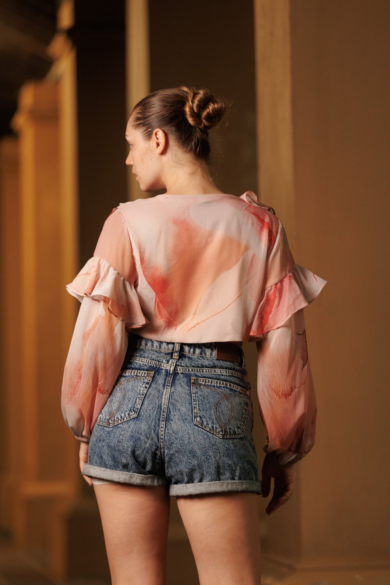 The Ruffele Trim Sweetheart Blouse