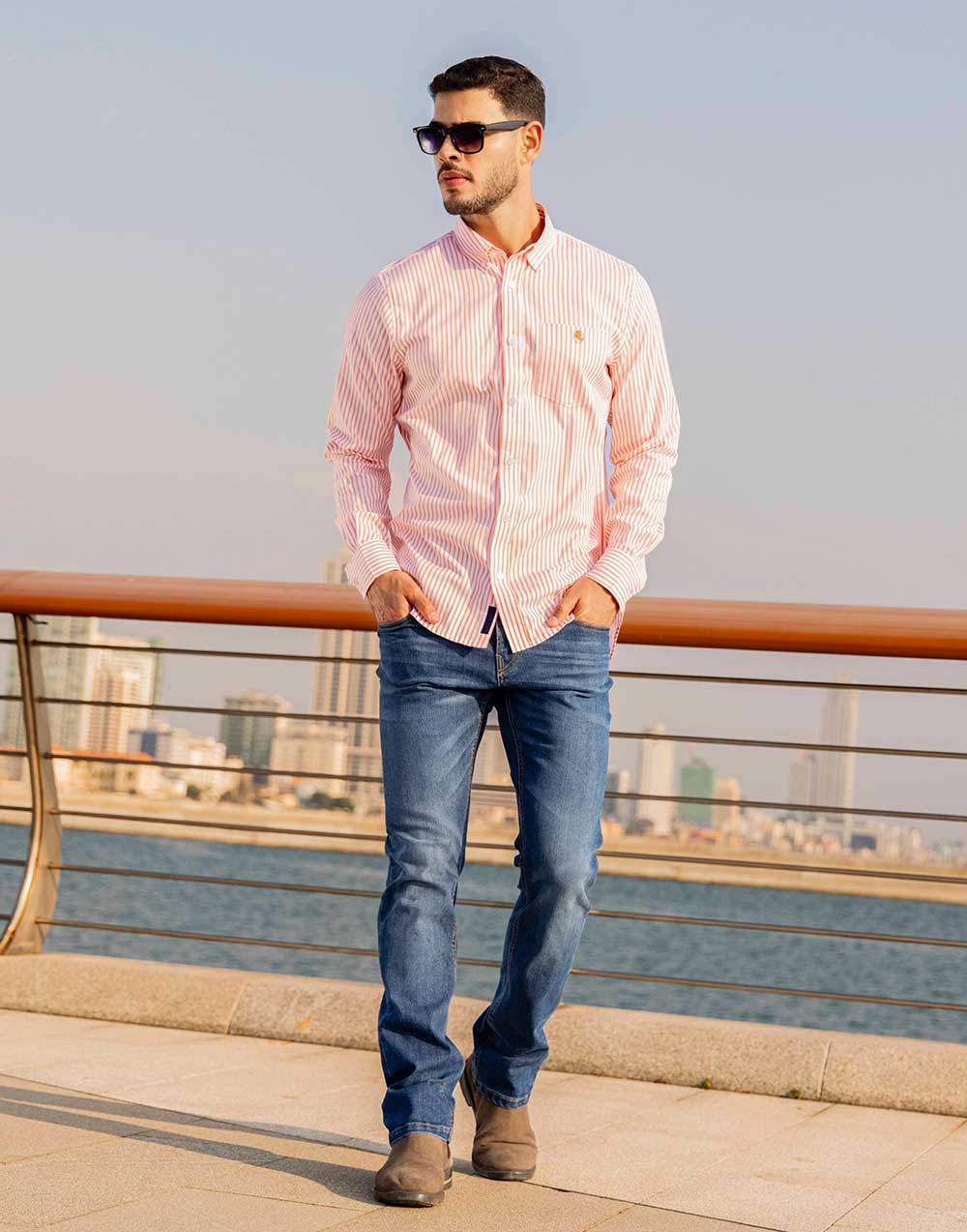 Conqueror's Long Sleeve Shirt - Orange Stripe