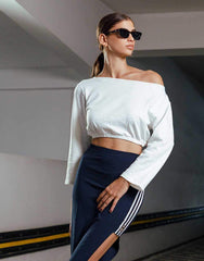 Sheismono Textured Off Shoulder Crop Top