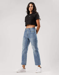 RIPPED WIDE LEG JEAN