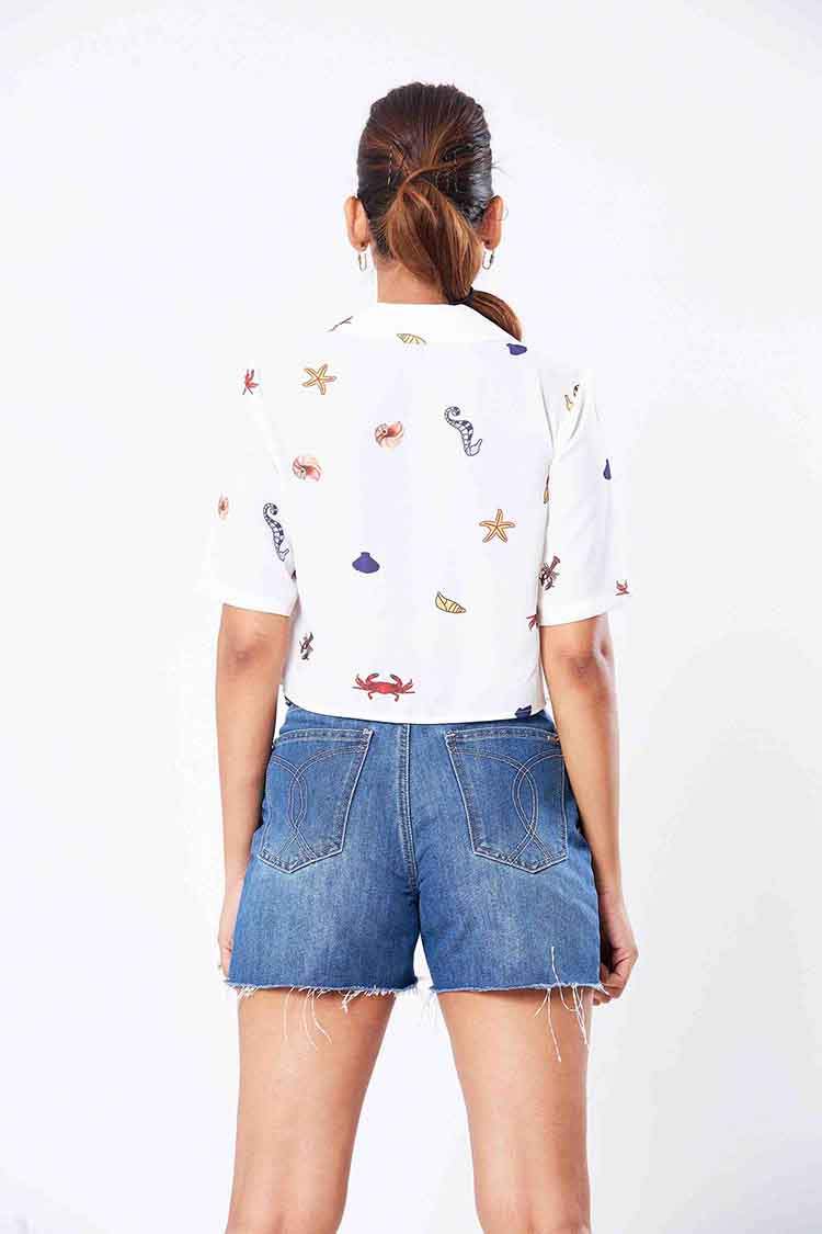 Amelie Casual Printed Button Down Crop top