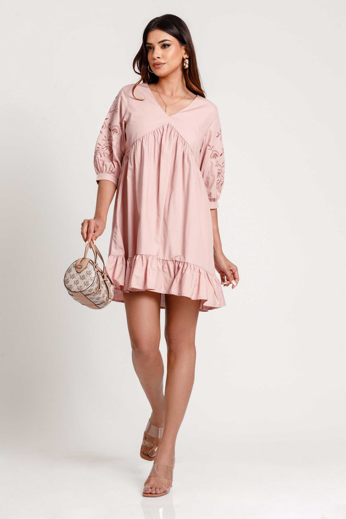 Rovana Puff Sleeve Short Dress