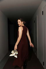 Meridian Slit High Neck Dress