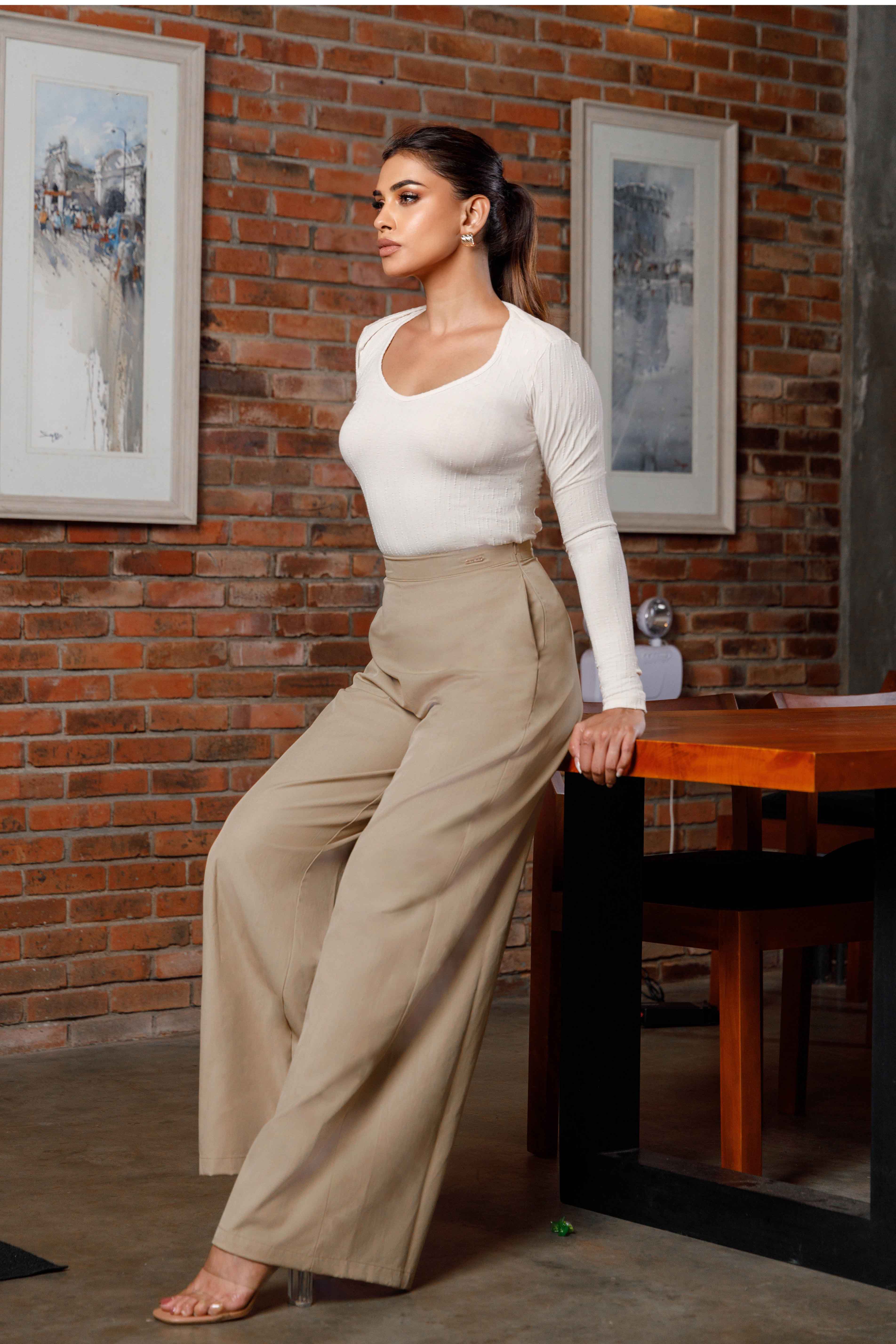 Bossy Lady High Waist Wide Leg Pant