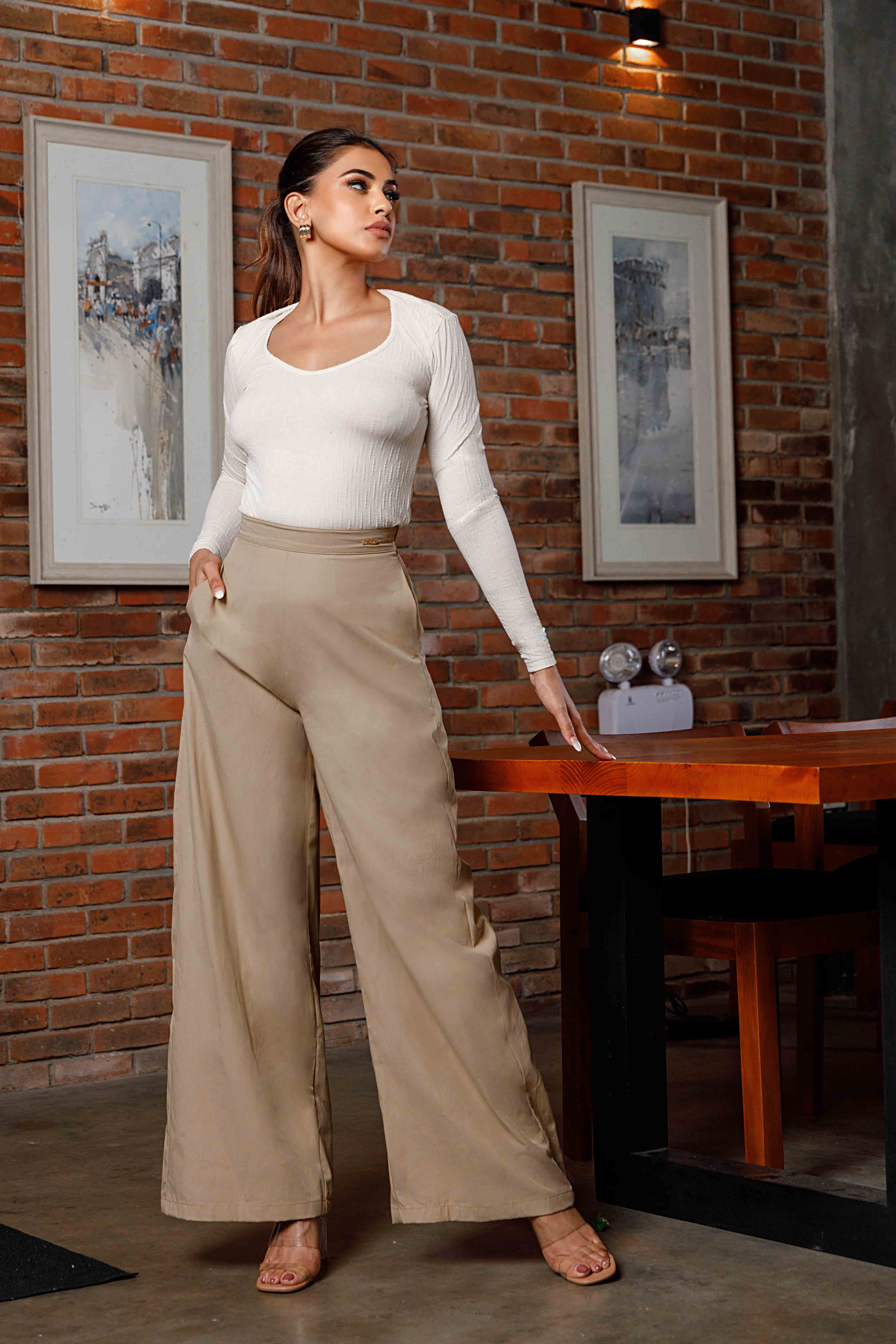 Bossy Lady High Waist Wide Leg Pant