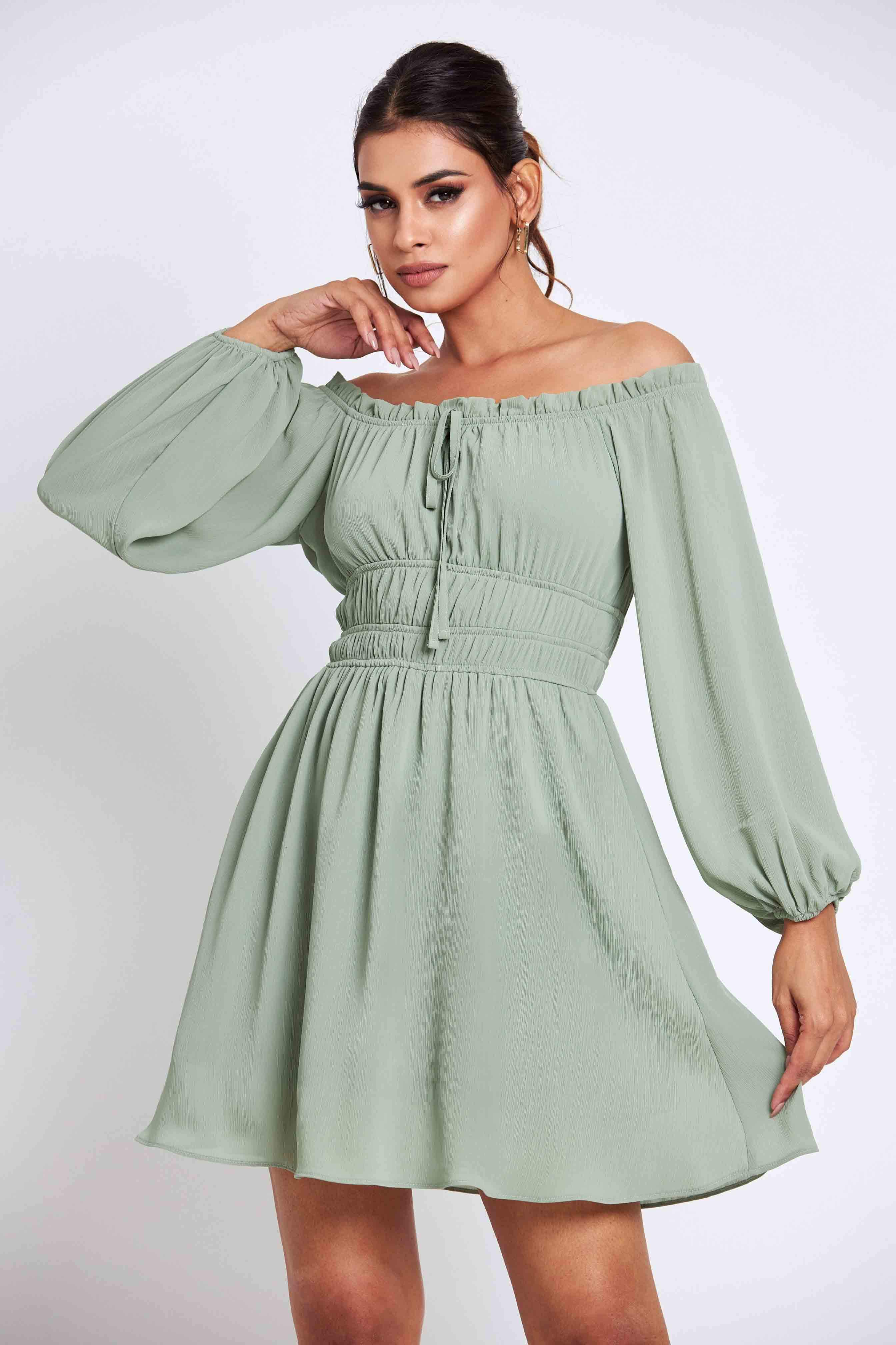 Hazel Off Shoulder Short Dress