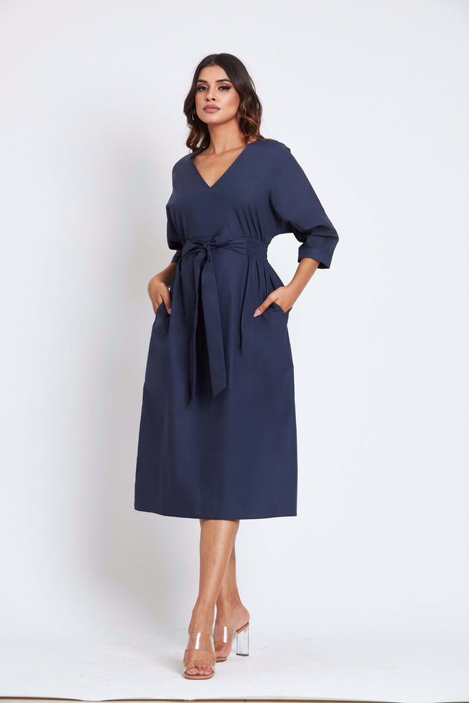 Madison Front Tie Midi Dress