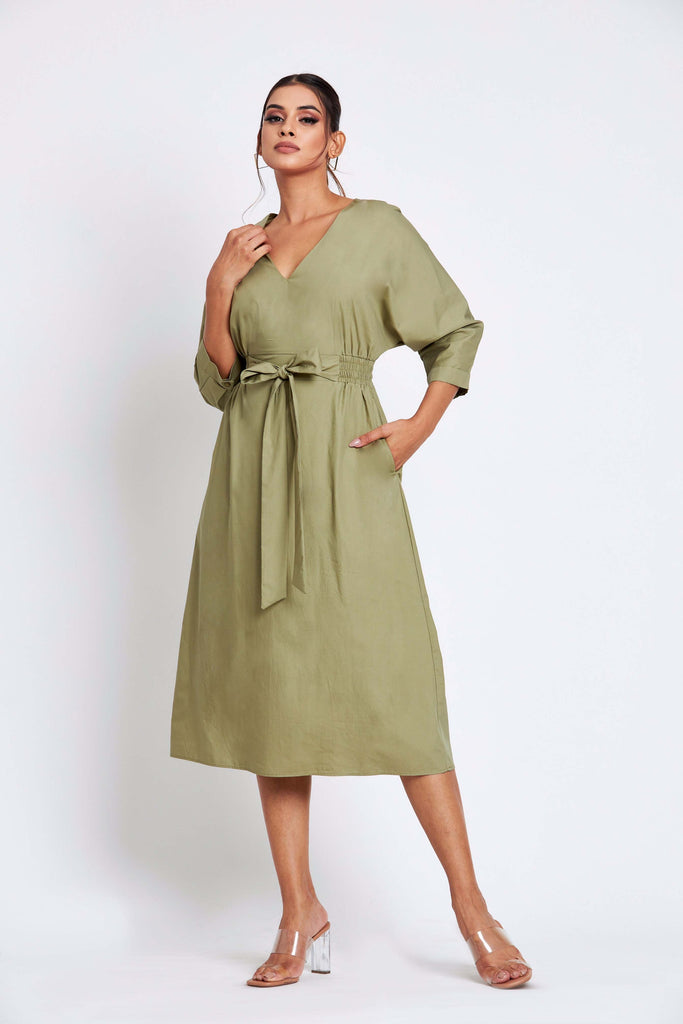 Madison Front Tie Midi Dress