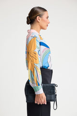 Color Block Lapel Collar WW Top