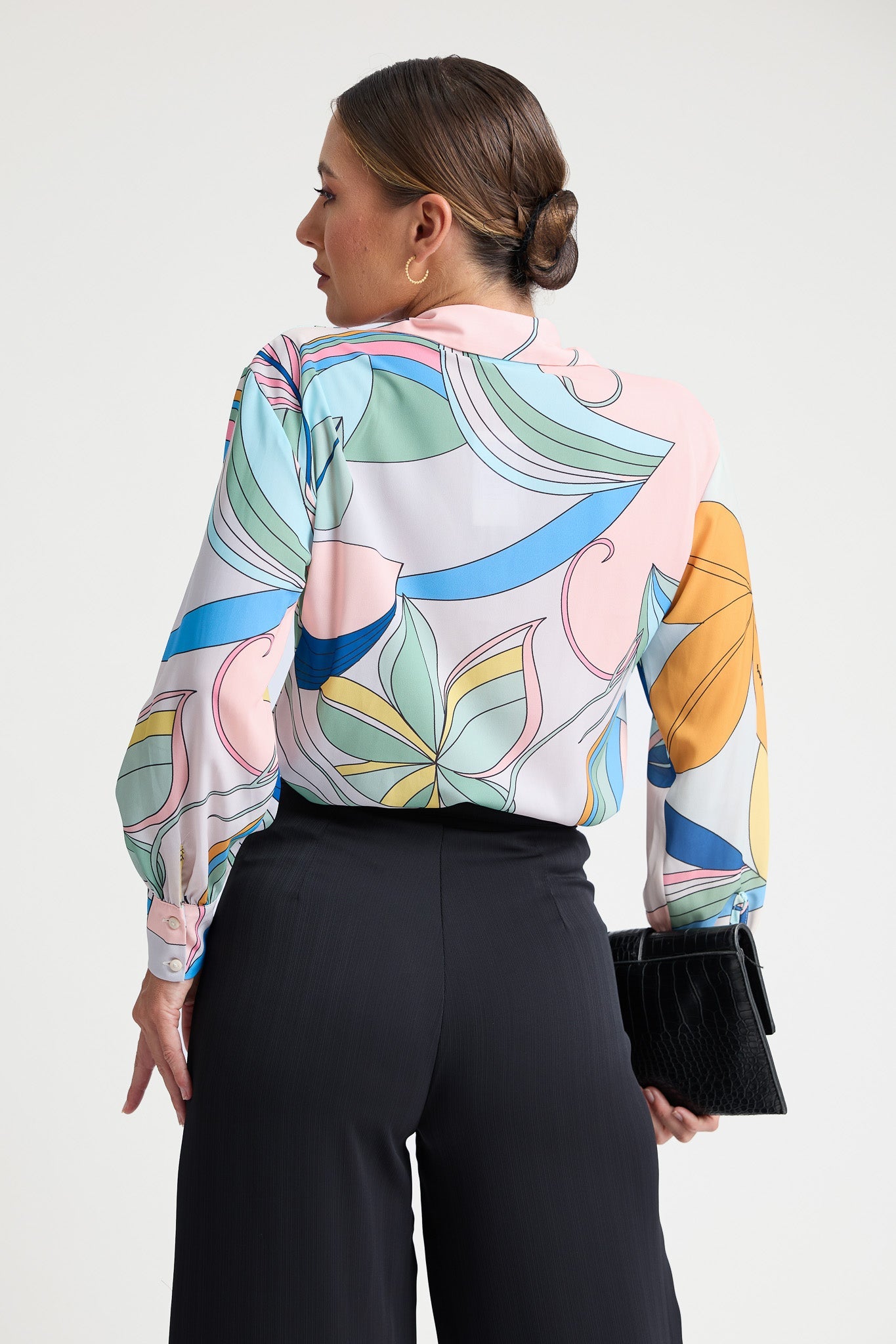 Color Block Lapel Collar WW Top