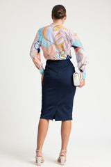 Color Block Lapel Collar WW Top