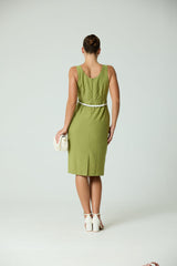 Sleeveless Front Button Detail Work Wear Dress