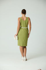 Sleeveless Front Button Detail Work Wear Dress