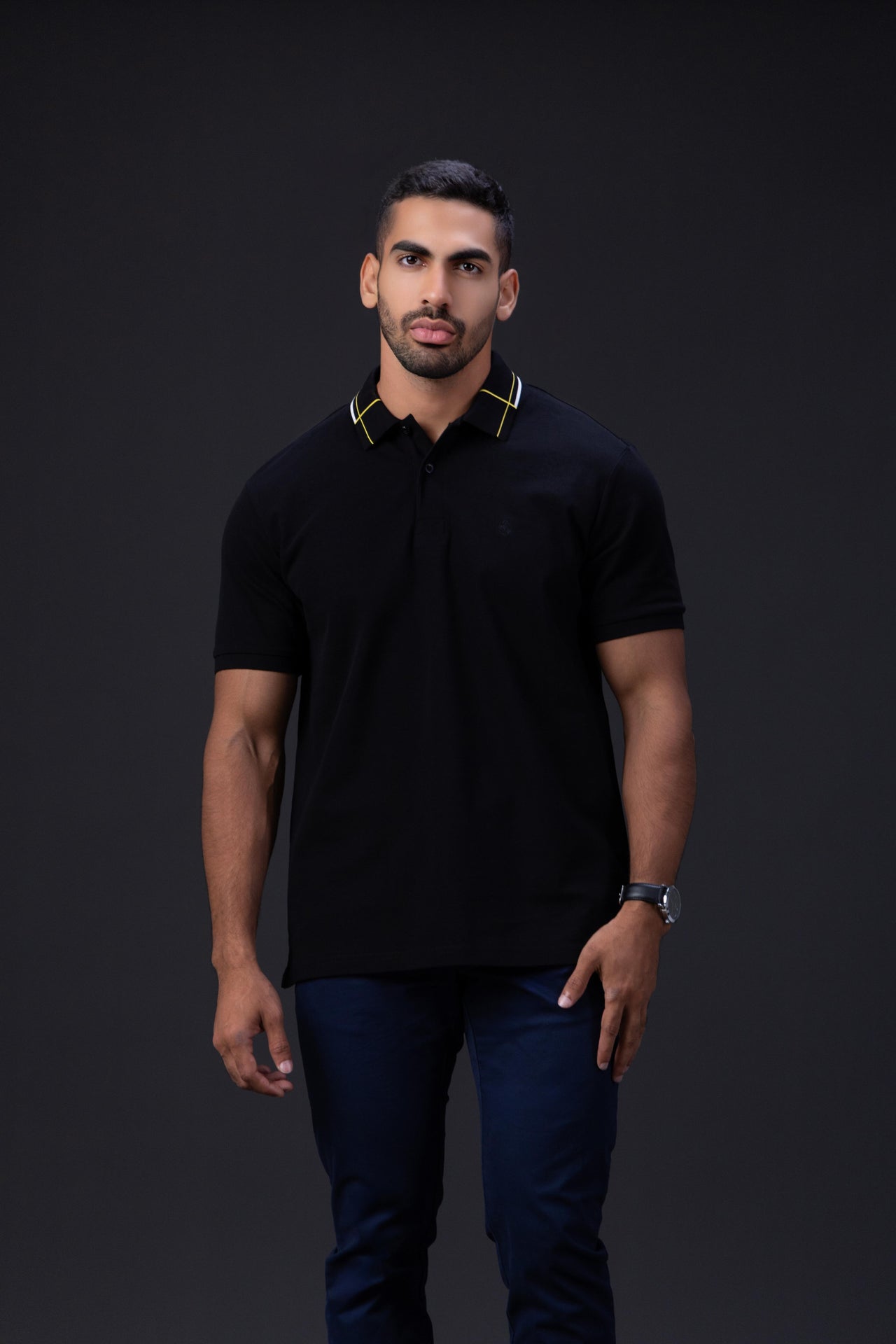 Gridline Tipped Collar Polo