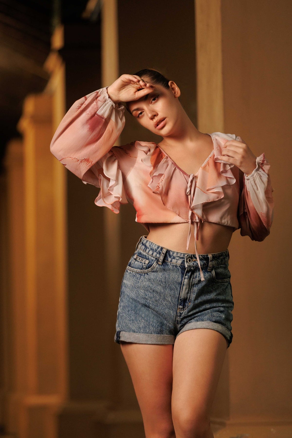 The Ruffele Trim Sweetheart Blouse