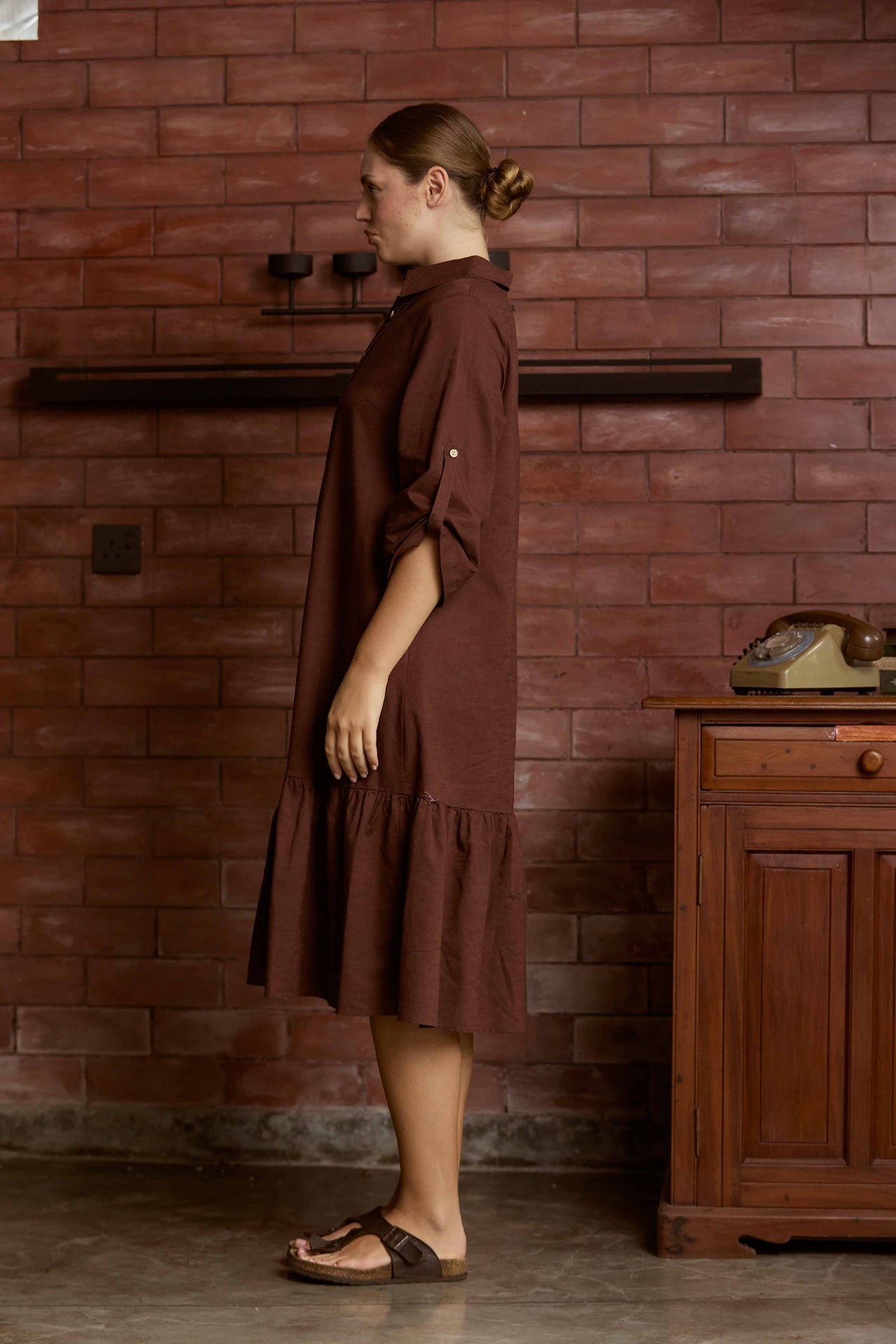 Sage Bloom Linen Dress