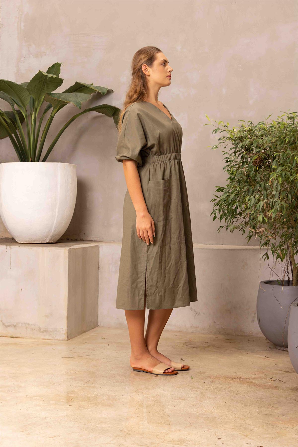 Olivine Elova Linen Dress