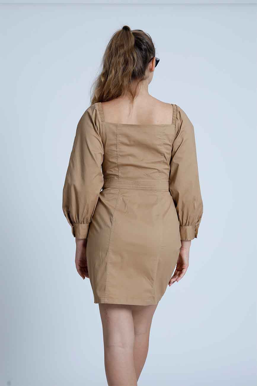 Puff & Sleek Twill Dress