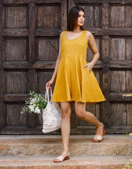 Golden Grace Linen Romper