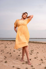 Botanical Flora Linen Midi Dress