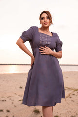 Botanical Flora Linen Midi Dress