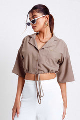 Harper Button Down Crop Top