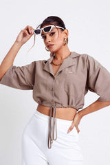 Harper Button Down Crop Top