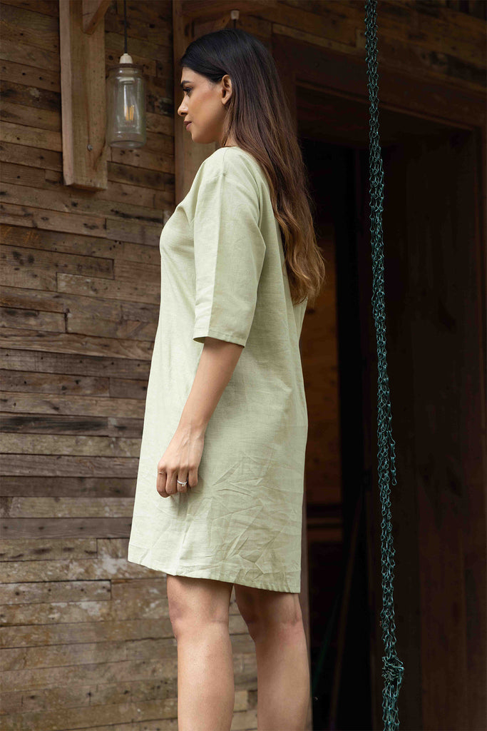 Gardenia Blossom Linen Dress